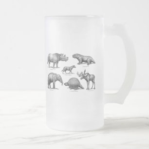 Gammala Retro Dinosaurs för Frostat Ölglas