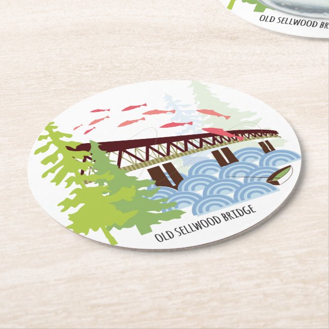 Gammala Sellwood överbryggar den Portland Underlägg Papper Rund (Vinklad)