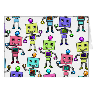 Gammala Skool retro robotar Hälsningskort