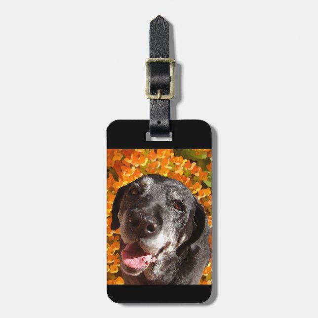 Gammala svart Labrador Bagagebricka (Vertikal Framsida)