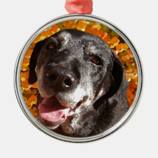 Gammala svart Labrador Julgransprydnad Metall