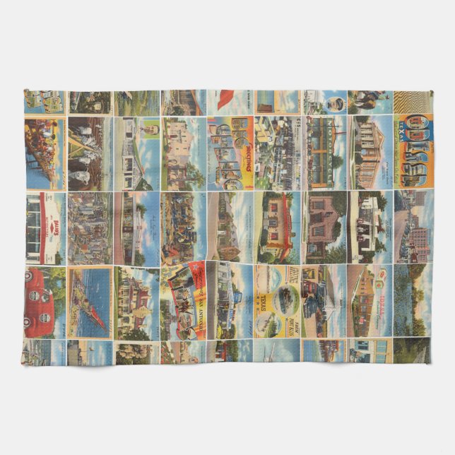 Gammala Texas Postcards kökshanddukar (Horisontell)