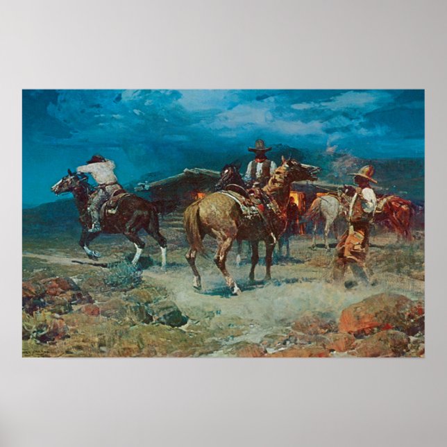 Gammala västern 1922 Pony Express Art-utskrift Pos Poster (Framsidan)