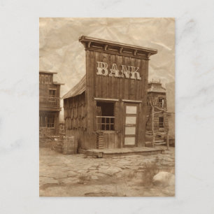 Gammala västern Bank Sepia Vykort