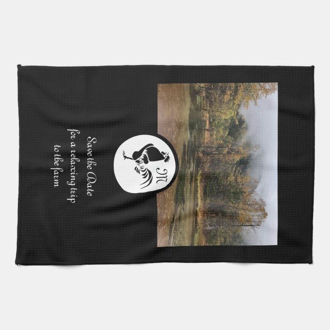 Gammala västern Black Tupp Silhouette Monogram Pho Kökshandduk (Horisontell)