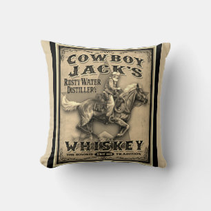 Gammala västern Cowboy Whiskey Pillow Kudde