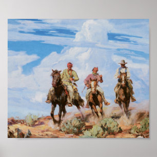 Gammala västern Cowboys Vintage Art Print Poster