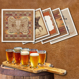 Gammala västern Frontier Leather Patch Cocktail Na Pappersservett