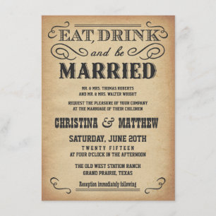 Gammala västern Poster inbjudan till Rustic Weddin