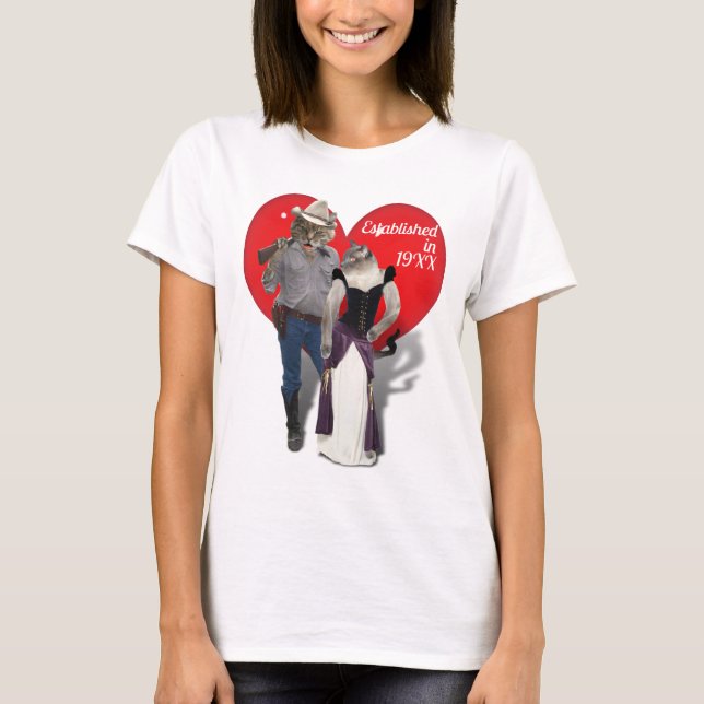 Gammala västern 'Purrfect' Cat par T Shirt (Framsida)
