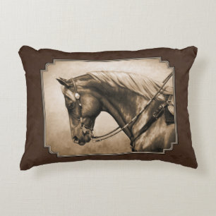 Gammala västern Quarter Horse Sepia Brown Prydnadskudde