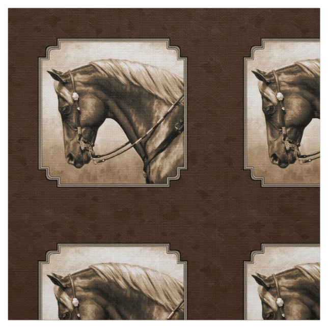 Gammala västern Quarter Horse Sepia Brown Tyg (Provkarta)
