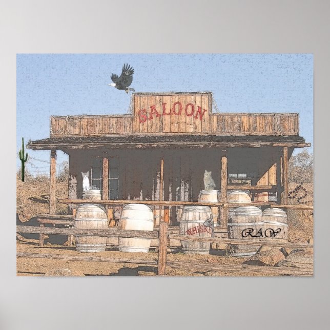 GAMMALA VÄSTERN SALOON w/ cilipart-koleffekt Poster (Framsidan)