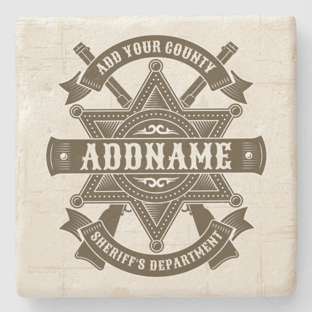 Gammala västern Sheriffen Biträdande Rifles Badge  Stenunderlägg (Framsidan)