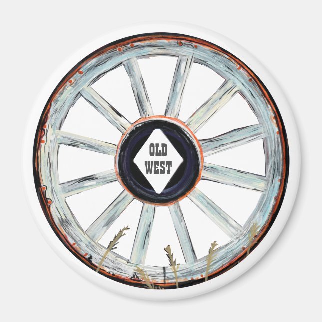Gammala västern Wagon Wheel Magnet (Framsidan)