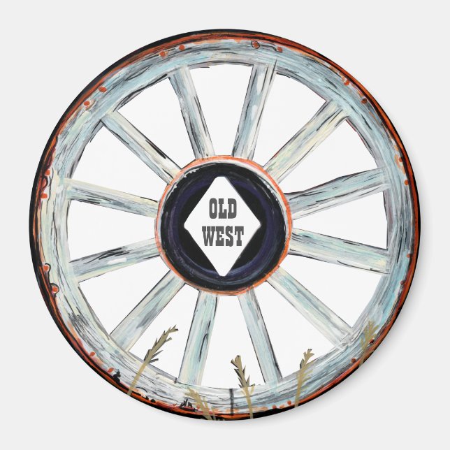 Gammala västern Wagon Wheel Magnet (Framsidan)