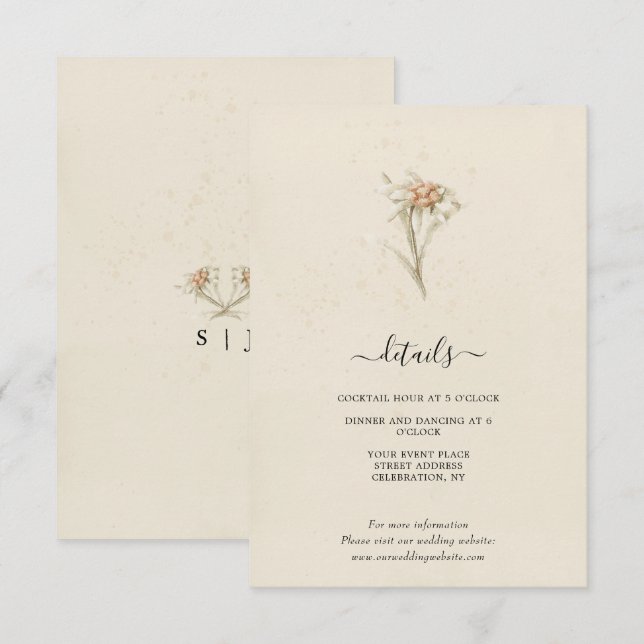 Gammaldags akvarellkuvert med vilda blommor tilläggskort (Fram/baksida)