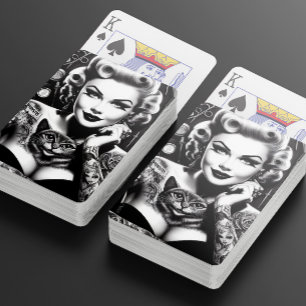 Gammaldags Alternativ Tatuerad Flicka Casinokort
