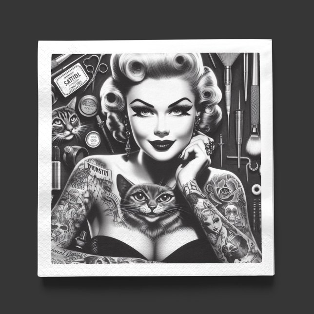 Gammaldags alternativ tatuerad flicka pappersservett (Skapare uppladdad)