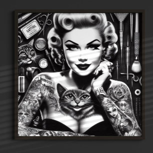 Gammaldags Alternativ Tatuerad Flicka Poster