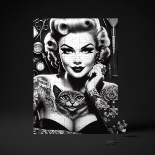 Gammaldags alternativ tatuerad flicka pussel