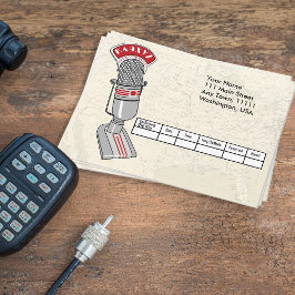 Gammaldags Art Deco Mikrofon QSL Postkort Vykort