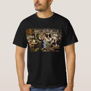Gammaldags bar med människor som firar, en fest tee