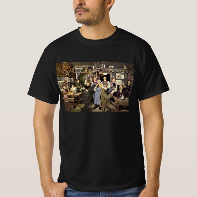 Gammaldags bar med människor som firar, en fest tee (Framsida)
