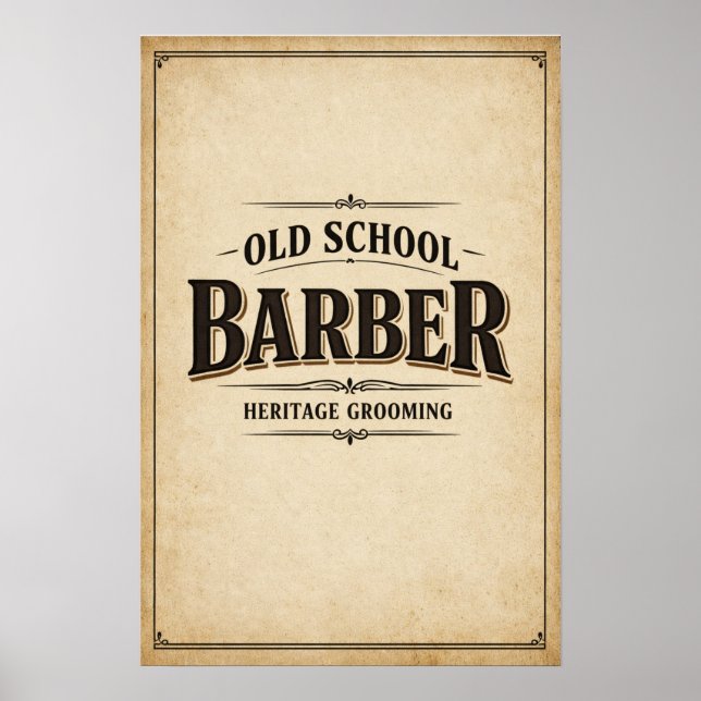 Gammaldags Barber Heritage Typografi Affisch (Framsidan)