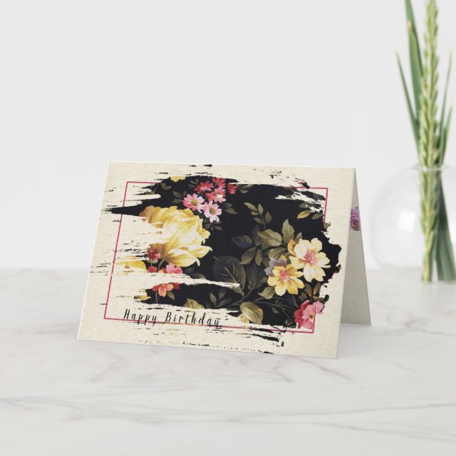 gammaldags blommönster för födelsedag kort (Framsida)