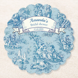 Gammaldags blomstergul teal toile de jouy underlägg papper