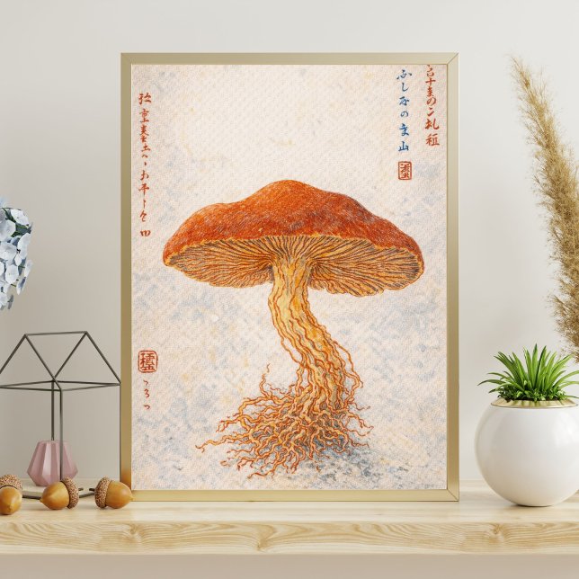 Gammaldags botanisk svampillustration, japansk poster (Skapare uppladdad)