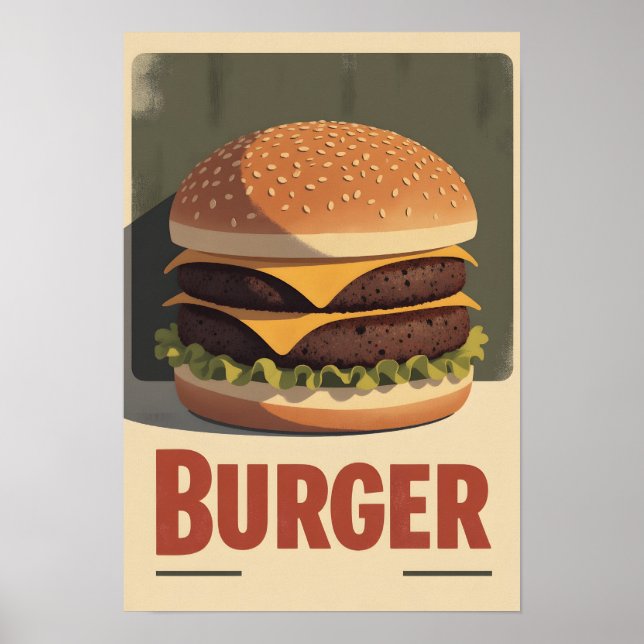 Gammaldags Burgerposter – Retro Mat Väggkonst (Framsidan)