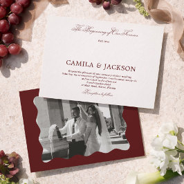 Gammaldags burgunderröd bröllopsklädsel inbjudningar