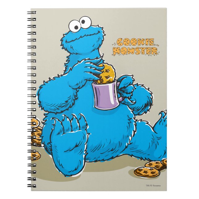 Gammaldags Cookie Monster äter kakor Anteckningsbok (Framsidan)