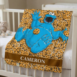 Gammaldags Cookie Monster och kakor Fleecefilt
