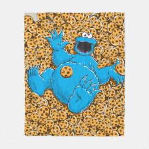 Gammaldags Cookie Monster och kakor Fleecefilt