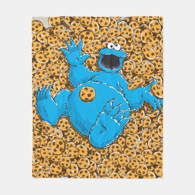 Gammaldags Cookie Monster och kakor Fleecefilt (Framsidan)