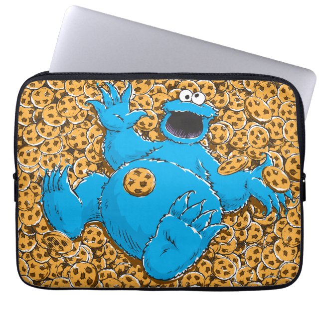 Gammaldags Cookie Monster och kakor Laptop Sleeve (Framsidan)