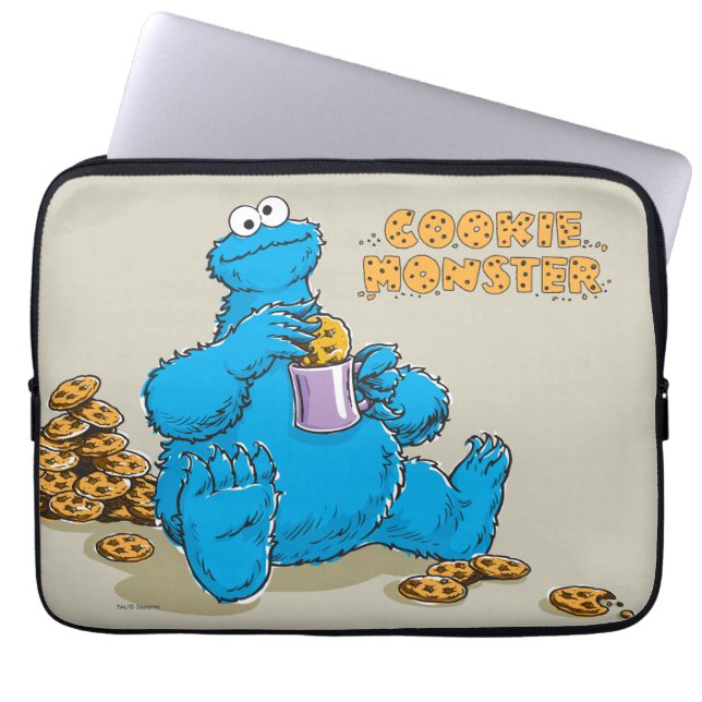 Gammaldags Cookie Monster som äter kakor Laptop Sleeve (Framsidan)