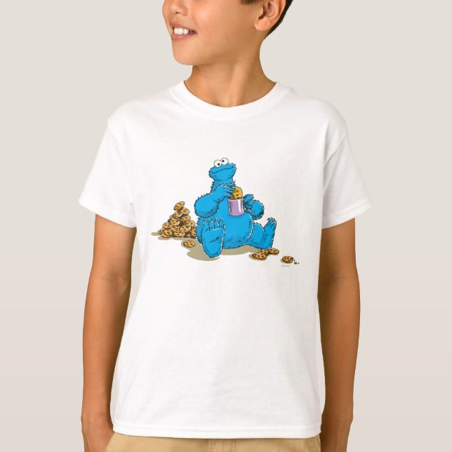 Gammaldags Cookie Monster som äter kakor Tee (Framsida)