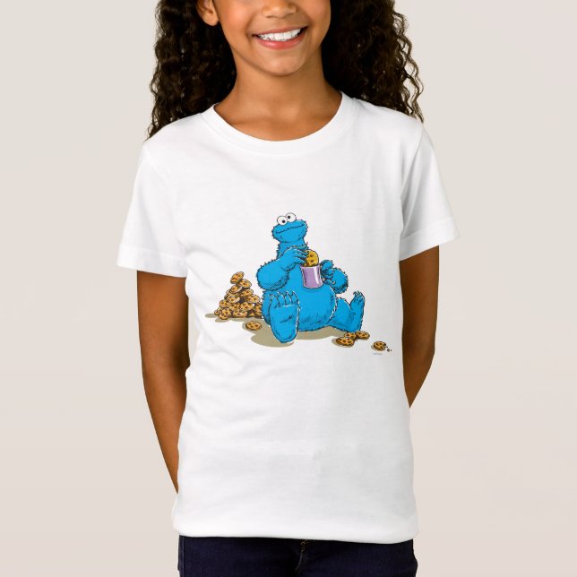 Gammaldags Cookie Monster som äter kakor Tröja (Framsida)