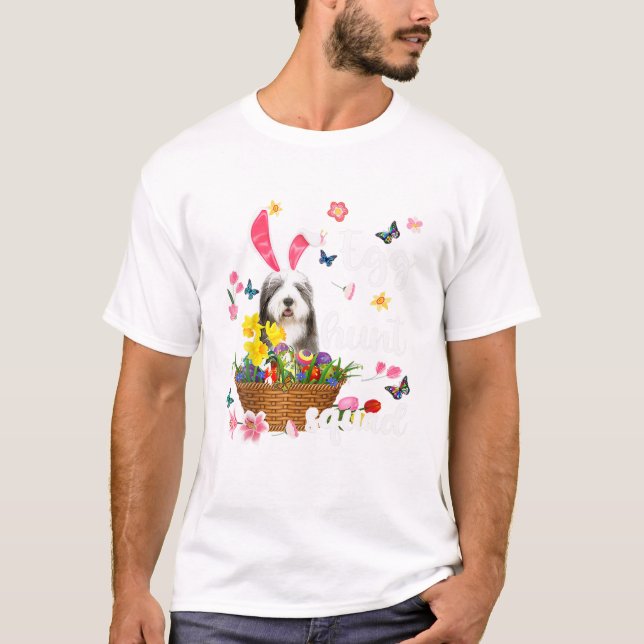 Gammaldags fårhund Glad påsk T Shirt (Framsida)