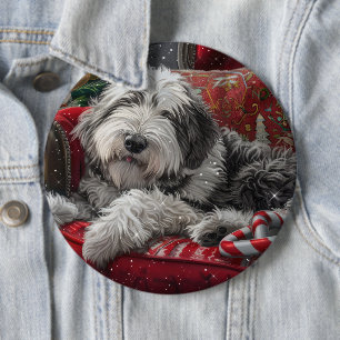 Gammaldags Fårhund Jul Festlig Knapp