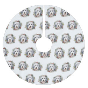 Gammaldags Fårhund Julkrans Festliga Valp Julgransmatta Borstad Polyester
