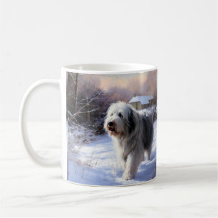 Gammaldags Fårhund Låt Det Snöa Jul Kaffemugg