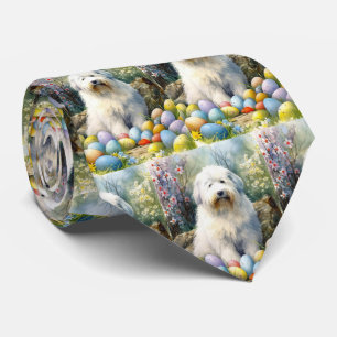 Gammaldags fårhund med påskägg semester slips