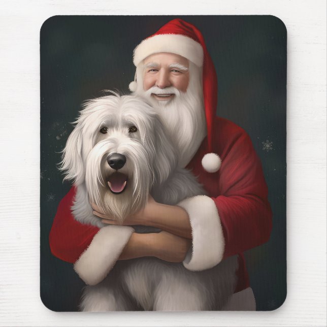 Gammaldags Fårhund Med Tomte Festlig Musmatta (Framsidan)