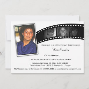 Gammaldags Filmremsa Överraskningsfest Fotoinbjuda Inbjudningar