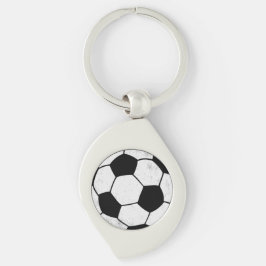 Gammaldags fotbollsplan estetisk grafisk stil swirl silverfärgad nyckelring